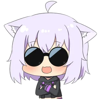😎 Okayu Витюбер, Аниме, Кот, Очки, Милый, Персонаж whatsapp sticker