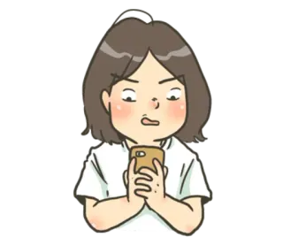😖 여자, 전화, 스마트폰, 걱정, 만화 whatsapp sticker