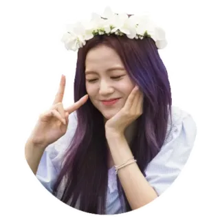 ✌ Jisoo jisoo, kpop, zangeres, bloemenkrans, vredesteken telegram sticker