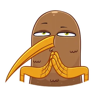 😈 Киви (птица), Птица, Животное, Мультфильм, Милый, Смешной, Думающий telegram sticker