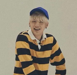 🌌 person, man, blue cap, striped shirt, portrait, smiling telegram sticker