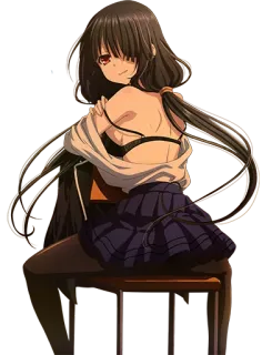 😏 Anime, Garota, Uniforme escolar, Sutiã, Sexy telegram sticker