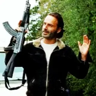 🤚 Rick Grimes The Walking Dead Rick Grimes, The Walking Dead, gun, zombie, apocalypse, AK-47 telegram sticker