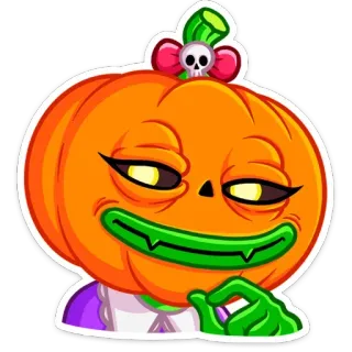 🤔 halloween, zucca, teschio, cartone animato, adesivo, carino telegram sticker