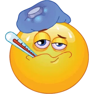 🤒 doente, emoji, mal, termômetro, dor de cabeça, febre telegram sticker