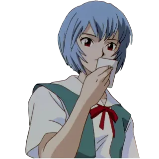 🤔 Rei Ayanami Neon Genesis Evangelion Anime, Rei Ayanami, Evangelion, Personagem, Garota, Cabelo curto whatsapp sticker