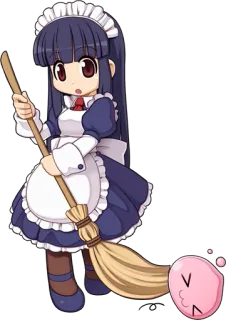 💃 anime, maid, cleaning, broom telegram sticker