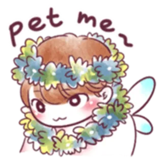 ☺️ Pet me fada, fofo, floral, kawaii, asas, desenho animado telegram sticker