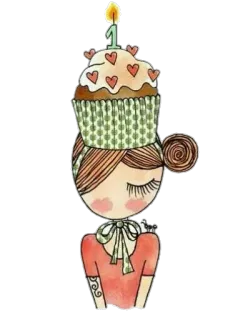 🎂 cupcake, compleanno, donna, cuori, illustrazione, carino telegram sticker