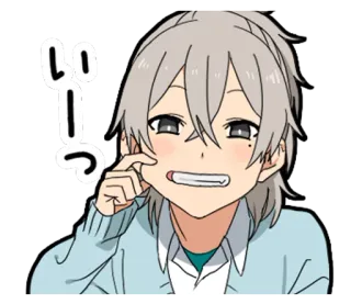 😬 いー ragazzo anime, carino, sorriso, felice, manga, illustrazione telegram sticker