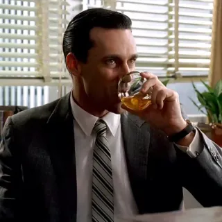 🚬 Don Draper Mad Men Mad Men, Don Draper, boire, bureau, homme telegram sticker