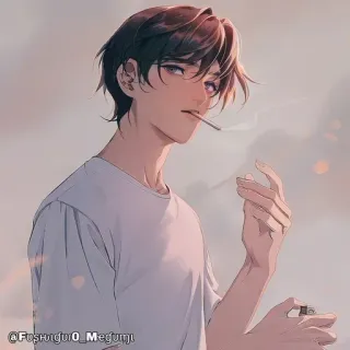 🚬 Anime, Cigarrillo, Hombre, Fumando, Retrato whatsapp sticker