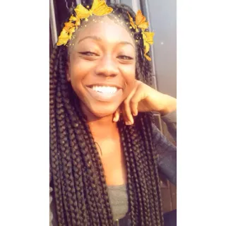 😌 mulher, retrato, selfie, sorriso, tranças, menina telegram sticker