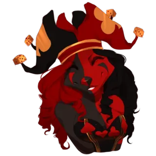 😊 bobo, dados, vermelho, preto, chapéu, personagem, antro whatsapp sticker