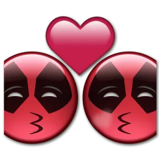 💏 Deadpool emoji, love, kiss, marvel telegram sticker