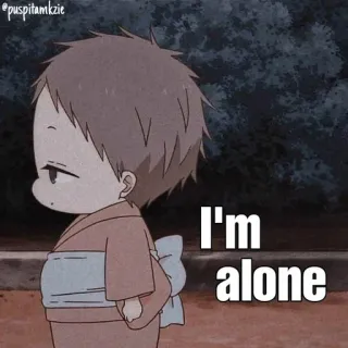 😔 I'm alone anime, smutny, samotny, opuszczony, kreskówka, ilustracja telegram sticker