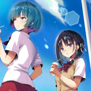 📕 Anime, Filles, Uniforme scolaire, Boissons, Mignon, Illustration telegram sticker
