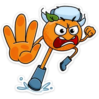 😡 orange, cartoon, fruit, character, angry, illustration, sticker telegram sticker