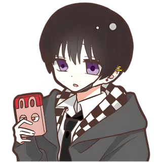 😕 Anime, Kreskówka, Postać, Telefon, Słodkie, Chłopak telegram sticker