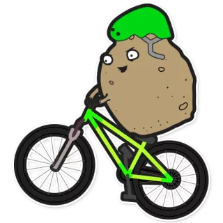🚵 potato, bike, bicycle, cartoon, sports, cycling, helmet telegram sticker