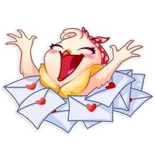 💌 cartoon, bird, letters, love, valentines, greeting, happy, mail telegram sticker