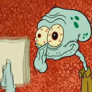➰ Squidward Tentacles SpongeBob SquarePants Squidward, SpongeBob, cartoon, animation, stressed, exhausted, character telegram sticker