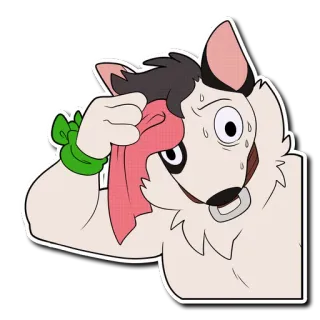 😰 furry, dog, sweating, cartoon, sticker, exhausted, tired, animal telegram sticker