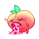 🤮 pêche, dessin animé, fruit, mignon, vomir, malade, emoji telegram sticker