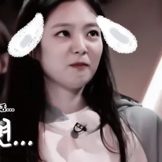 🥟 진짜 맘아프다... korean, woman, rabbit ears, text, face telegram sticker