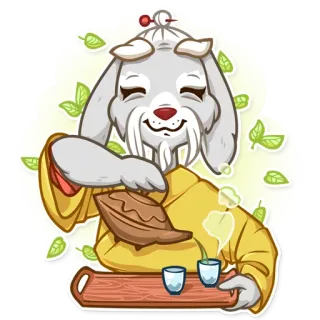 🍵 coelho, chá, asiático, desenho animado, fofo, animal, oriental telegram sticker