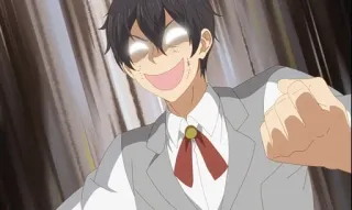 😁 anime, excited, man, cartoon, smiling whatsapp sticker