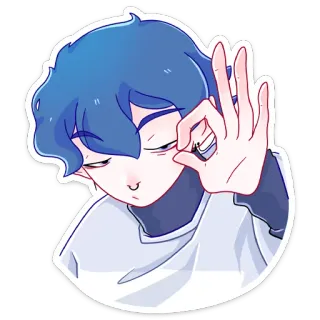 👌 desenho animado, menino, personagem, sinal de OK, gesto ofensivo, ilustração whatsapp sticker