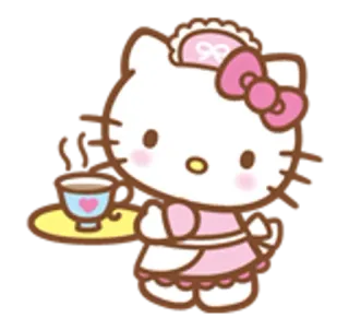 🌟 Hello Kitty kawaii, chat, mignon, dessin animé, Sanrio, thé telegram sticker