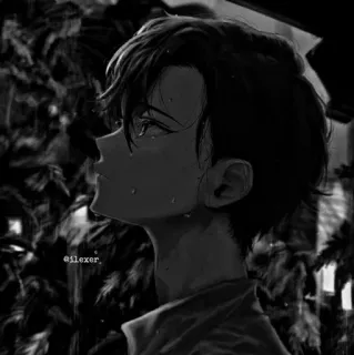 ▪️ @iLexer anime, boy, monochrome, art, sad, lonely, character telegram sticker