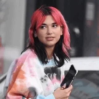 🥂 Dua Lipa знаменитость, певица, поп-звезда, Дуа Липа, женщина, розовые волосы telegram sticker