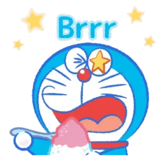 😖 Doraemon Brrr doraemon, anime, dibujos animados, frío, estrellas, helado telegram sticker