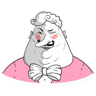 😉 Cartoon, Figur, Illustration, Schnurrbart, Fliege, Zwinkern telegram sticker