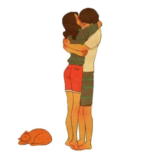 ❤️ пара, поцелуй, любовь, отношения, мультфильм, кот, нежность telegram sticker