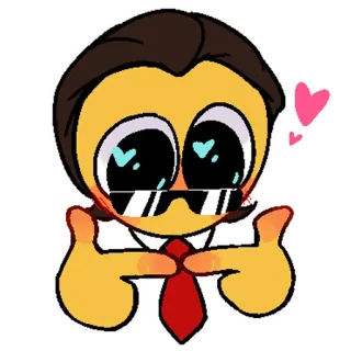 🥺 Emoji, Cartone animato, Occhiali, Cuore, Timido, Cravatta telegram sticker
