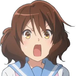 😮 อนิเมะ, ตกใจ, ประหลาดใจ, สีหน้า, ผู้หญิง, การ์ตูน telegram sticker