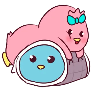 ☺️ bird, cute, animal, pink, blue, cartoon telegram sticker
