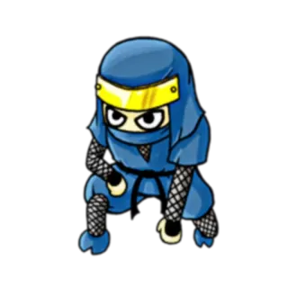 ⚔ Ninja, Dessin animé, Personnage, Masqué, Bleu, Or, Combattant, Discrétion telegram sticker