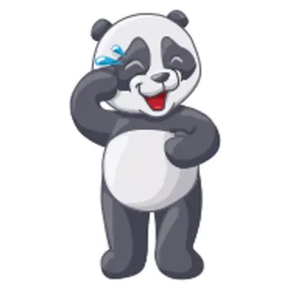 😆 panda, cartoon, animal, happy, cute, crying telegram sticker