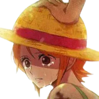 👑 Nami One Piece anime, one piece, nami, pleurs, émotionnel, chapeau de paille whatsapp sticker