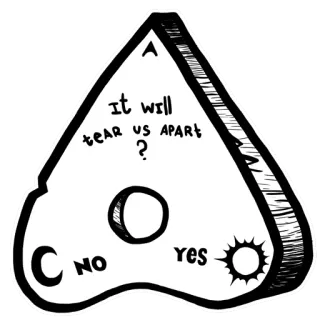 💔 it will tear us apart? ouija board, spirit board, supernatural, paranormal, tear apart, question telegram sticker