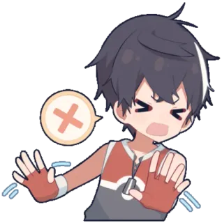 🙅‍♂ Anime, Mangá, Não, Proibido, Pare, Menino telegram sticker