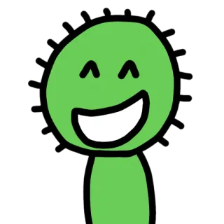 🦠 verde, dibujos animados, sonriente, feliz, personaje, simple, lindo telegram sticker