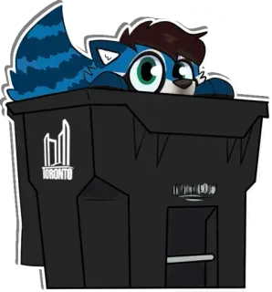 🗑 TORONTO енот, мусорный бак, мультфильм, животное, город, Торонто telegram sticker
