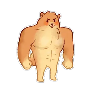 😈 หมา, มีม, กล้ามโต, มีกล้าม, แข็งแรง, สัตว์ telegram sticker