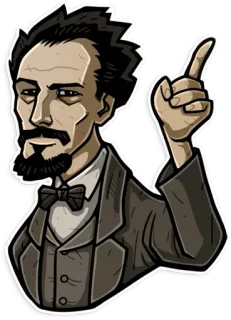 ☝️ homme, montrer du doigt, costume, barbe, portrait, dessin animé telegram sticker